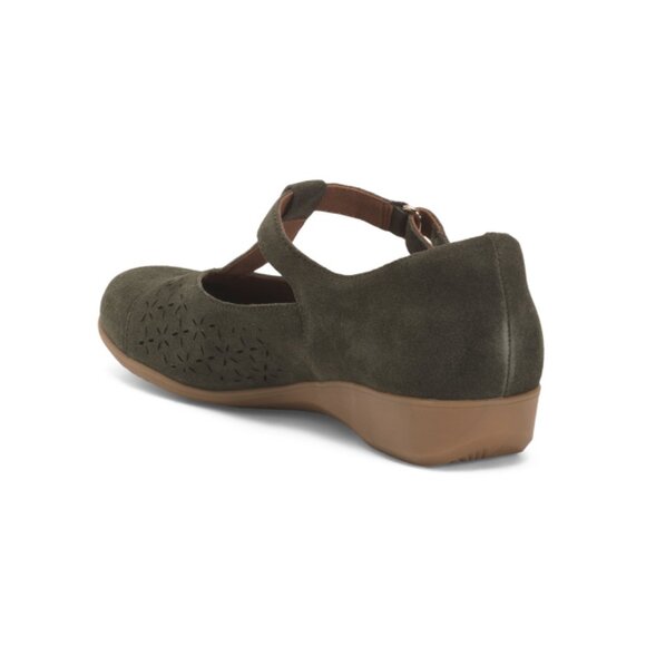 COBB HILL ROCKPORT Green Suede Rowen Comfort T-strap Shoes - Picture 2 of 2